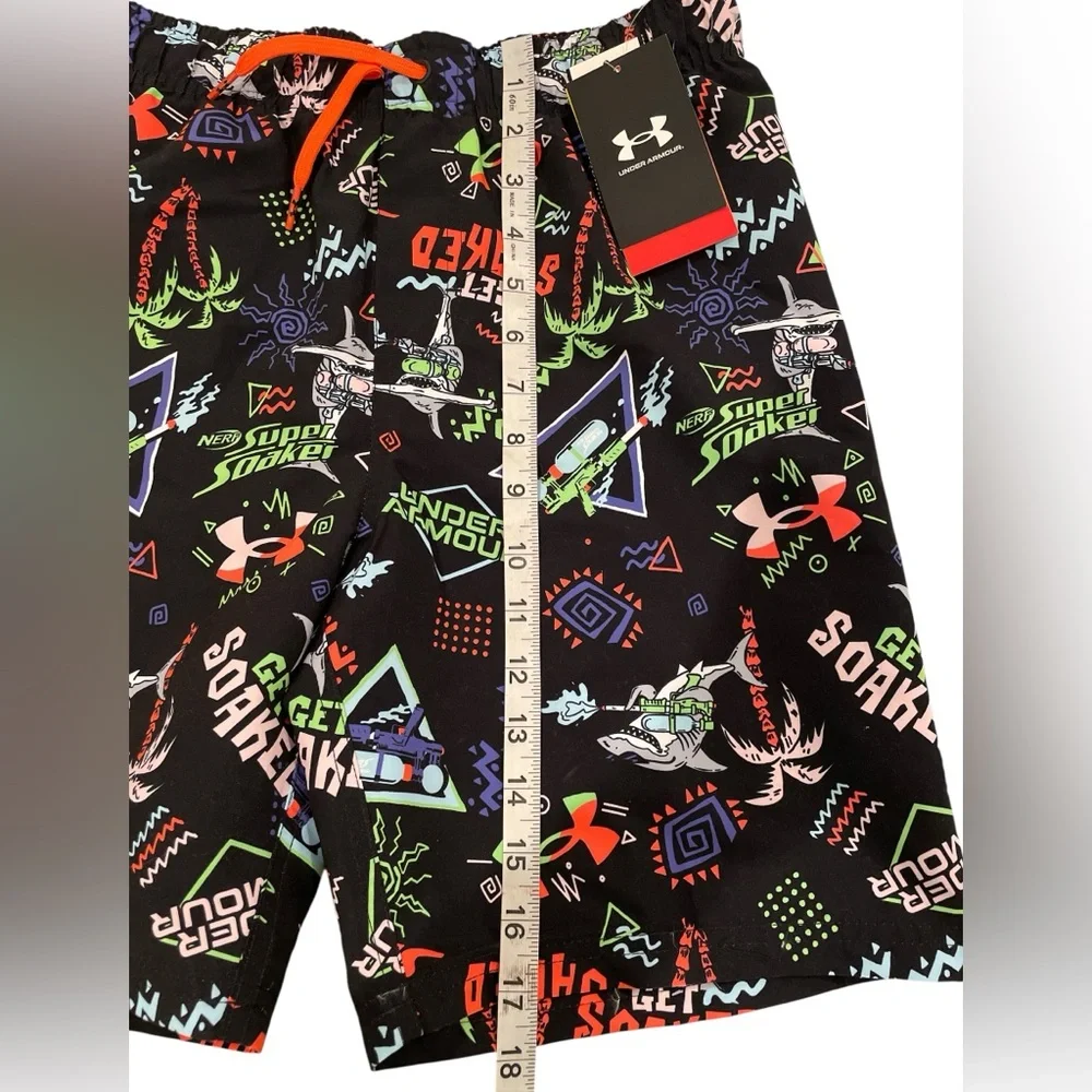 Under Armour Nerf Super Soaker Volley Swim Trunks Youth Large Black and Neon